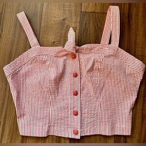 keds Taylor Swift Crop Top Women's Red Striped XL Neck Button Casual Bohemian